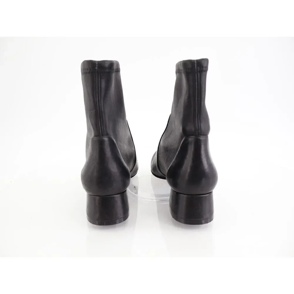 Stuart Weitzman Odetta Ankle Pull On Bootie Size 7.5 Black Leather Pointed Toe